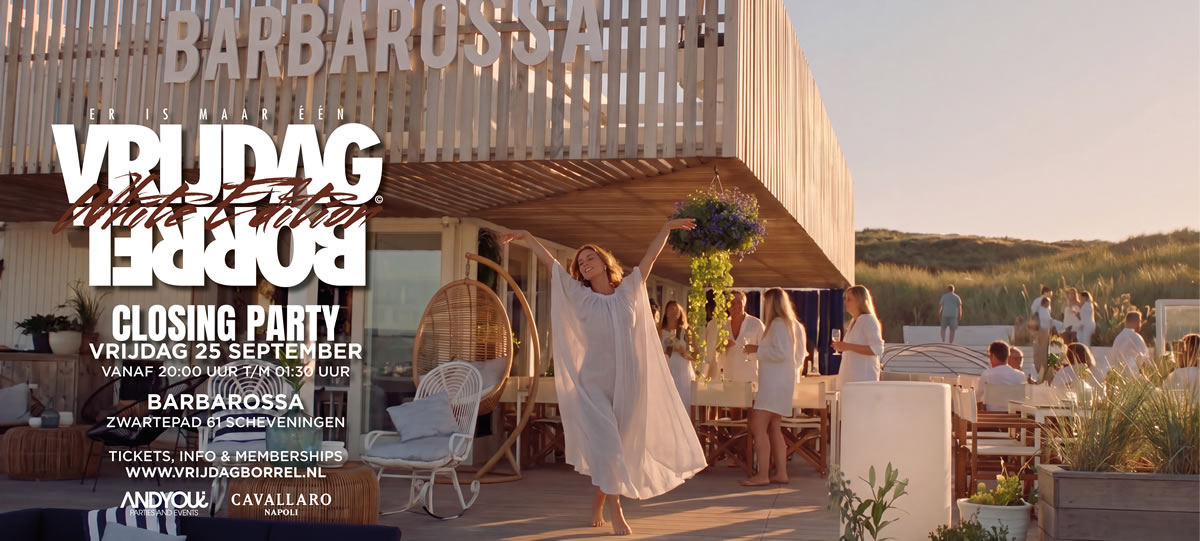 2026-09-25 | De White Edition - afsluitfeest -Barbarossa Beach | De Vrijdagborrel